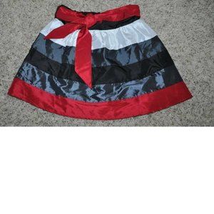 Girls Skirt & Sash Belt 14 Black Red White Taffeta Striped Belted Candies
